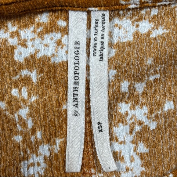 Anthropologie Amber Dolman Blouse Women X-Small Orange Floral Tie-Front Boho - Picture 7 of 12